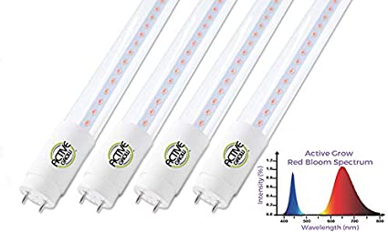 Active Grow T8/T12 High Output 3FT LED Grow Light Tube for Flowering, Fruiting & Tropical Plants - 14 Watts - Red Bloom Dedicated Spectrum - Direct Wire 120-277V - UL Marked - 6-Pack