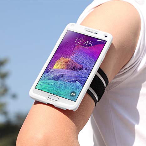 Galaxy Note 4 Armband, MoKo Silicone Armband for Samsung Galaxy Note 4(2014) 5.7 inch - Key holder Slot, well-rounded protection, Perfect Earphone Connection while Workout Running, Crystal CLEAR