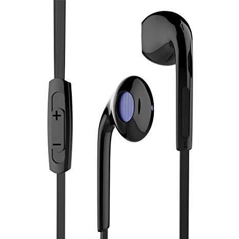 Wotmic Earphones Stereo Headphones In Ear Headphones Wired Earbuds for Running Cable Clip Earphones with Mic Black