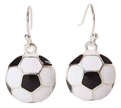 Artisan Owl - Enamel Soccer Ball Sport Dangle Earrings