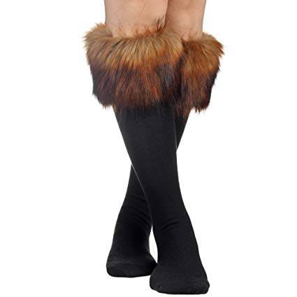 Women Soft Cozy Fuzzy Faux Fur Leg Warmers Sock Boots Cuffs Cover
