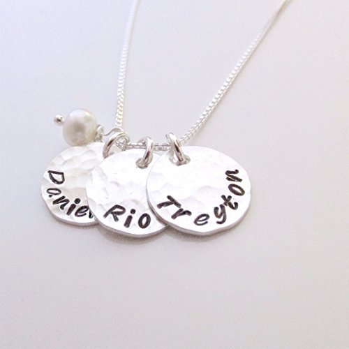 Hand Stamped Mommy Necklace - Three Loves