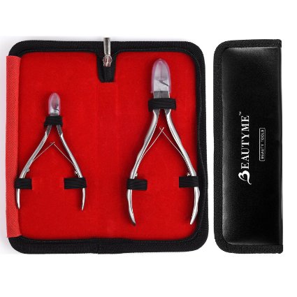 BeautyMe-2 Pcs Nail&Toenail Clipper and Cuticle Nipper with Store Case-Professional Nail Nipper for Thick and Ingrown Toenails - Cuticle Nipper Cutter-Removes Dead Skin- Premium Quality-Surgical Grade
