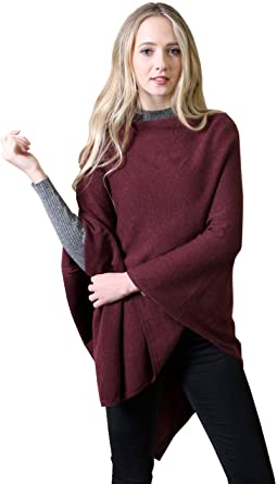 Women's Knit Poncho Sweater Knitted Pullover Cardigan Topper, 100% Organic Cotton, Super Soft, All-Season (15 COLORS)