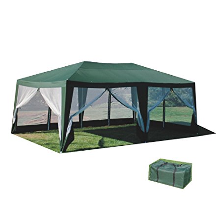 SUNMART Deluxe Screen House Extra Large Canopy Shade and Mosquito Protection for Everyday Outdoor Entertaining, Camping and Party Tent - Green 12'x20'