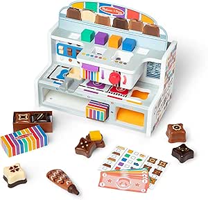 Melissa & Doug Wooden Chocolate Factory Pretend Play Set, Play Food Candy Maker for Boys and Girls - FSC-Certified