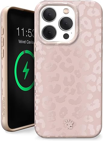Velvet Caviar Compatible with MagSafe iPhone 15 PRO Case [8ft Shockproof] Neutral Beige Aesthetic - Nude Leopard Animal Print