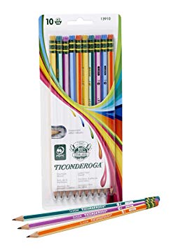 Dixon Ticonderoga Wood-Cased Pencils, 2 HB, Presharpened, Striped Barrels, Box of 10 (13910)