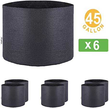 Oppolite 45 Gallon 6-Pack Round Fabric Fabric Aeration Pots Container for Nursery Garden and Planting Grow (45 Gallon/6 Pack)