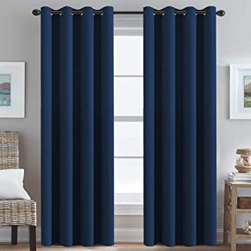 Ultra Thick and Soft Curtains Blackout for Bedroom Window Treatment Boys Girls Kids Bedroom Curtains Thermal Insulated Grommet Blackout Curtain Panels for Living Room - 52"W by 84"L, Navy, 1 Panel