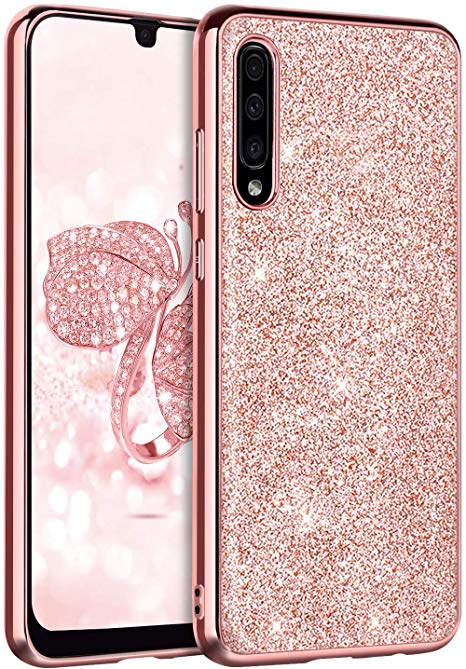 BENTOBEN Samsung Galaxy A50 Case, Galaxy A50 Case Glitter, Ultra Slim 2 in 1 Shinny Glitter Shockproof Protective Girly Pink Phone Cases for Girls and Women - Samsung Galaxy A50