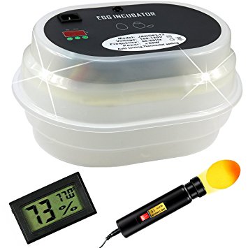 Yaufey Fully Automatic 9~12 Mini Digital Eggs Incubators Chick & Poultry Hatch with Egg Turner & Bright Cool LED Light Egg Candler Tester & Humidity Gauge Thermometer