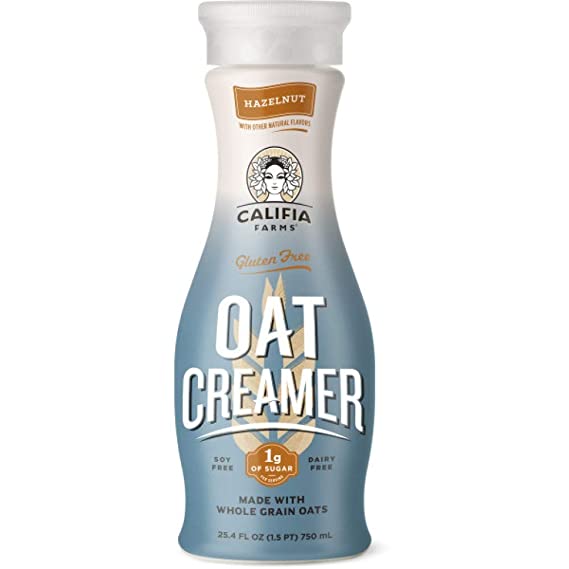 Califia Farms Hazelnut Oatmilk Creamer, 25.4 Oz | Whole Rolled Oats | Dairy Free | Gluten-Free | Vegan | Plant Based | Non-Gmo, 25.4 Fl Oz