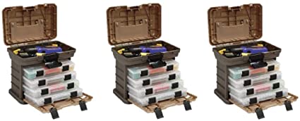 Plano Molding 135430 Stow N' Go Pro Rack with 4#23500s Prolatch Organizers,Graphite Gray, Sandstone (Three Pack)