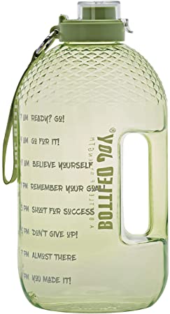 BOTTLED JOY 1 Gallon Water Bottle, BPA Free Large Water Bottle Hydration with Motivational Time Marker Reminder Leak-Proof Drinking Big Water Jug for Camping Sports Workouts and Outdoor Activity