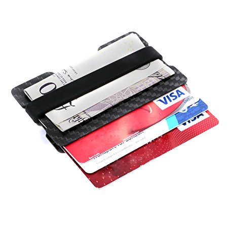 Carbon Fibre RFID Slim Front Pocket Wallet Money Clip Credit Card Holder ID by Granite London (Dark)
