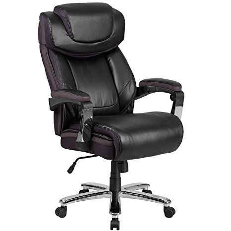 Flash Furniture Hercules Series 500 lb Black Leather Executive Swivel Office Chair with Height Adjustable Headrest