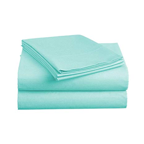 Basic Choice Bed Sheet Set - Brushed Microfiber 2000 Bedding - Wrinkle, Fade, Stain Resistant - Hypoallergenic - 4 Piece (Full, Aqua Sky)