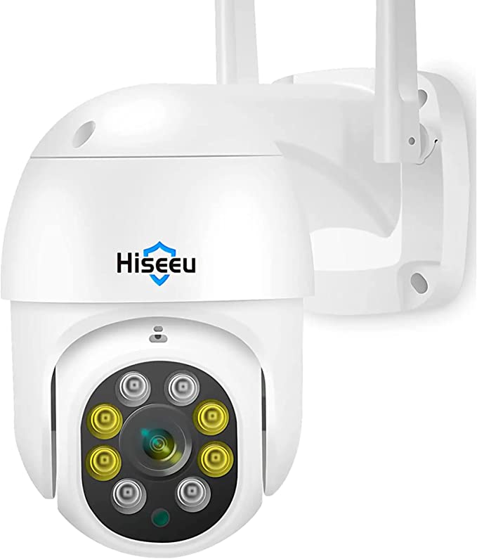 Hiseeu 2K 360° Pan/Tilt/Digital Zoom WiFi Security Camera Outdoor,Motion Tracking,Floodlights,3MP 2.4G WiFi Camera,Light Alarm,Color Night Vision,PC&Mobile Remote View,Two-Way Audio Security Camera