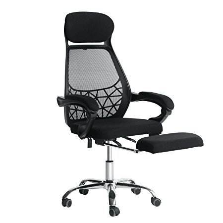EverKing High Back Mesh Recliner Office Chair with Footrest, Ergonomic Executive Task Reclining Chair, 360 Degree Swivel Chair Computer Desk Lumbar Support Chair Napping Chair