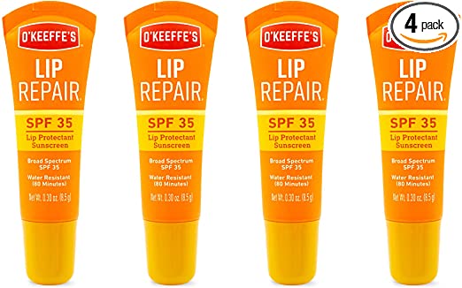 O'Keeffe's Lip Repair SPF 35 Lip Balm Tube (Pack of 4), clear (SPF Tubes)