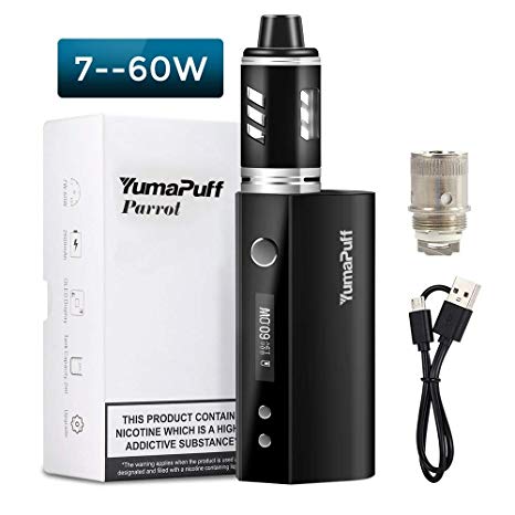 E Cigarette Starter Kit, YumaPuff Parrot Box Kit 60W Box Mod Starter Rechargeable 2600mah OLED Box Mod with VW Mode Function E Cig Vape Pen - No Nicotine, No E Liquid (Parrot 60W)