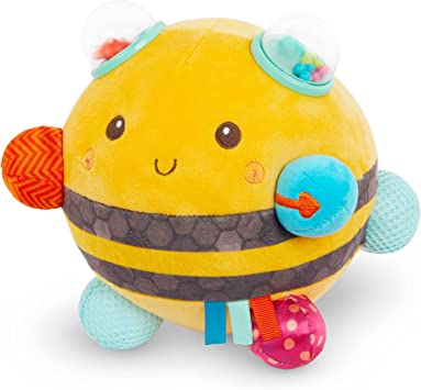 Sensory Plush Bumble Bee B. Baby – Sensory Baby Toy – Bumpy Plush Bee with Fun Features – Interactive Play – Bumps, Colors, Textures & Sounds – Toys for Infants, Babies – Fuzzy Buzzy Bee – 0 Months