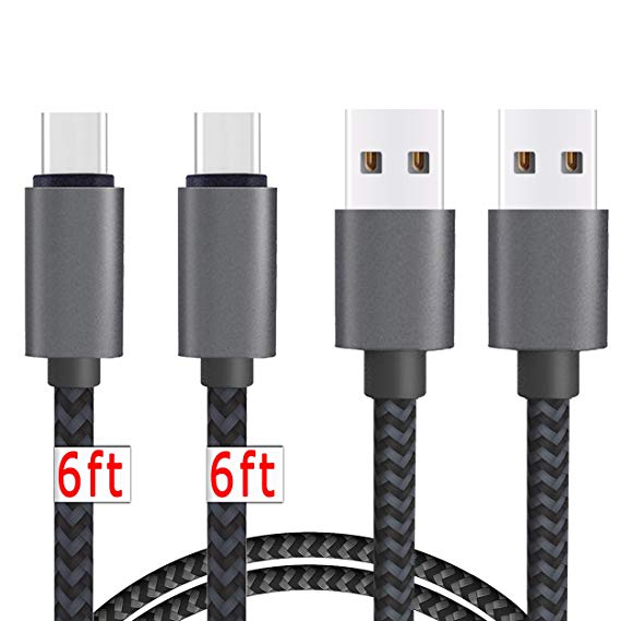 USB Type C Cable,[6ft 2Pack]by Ailun,High Speed Type-C to USB A Sync & Charging Nylon Braided Cable for Samsung Galaxy S9/S9  s10 s10 plus and More Smartphone&Tablets [Silver&BlackGrey][NOT Micro USB]