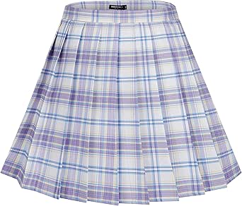 Urban CoCo Womens Uniforms Plaid Pleated Mini Skirt