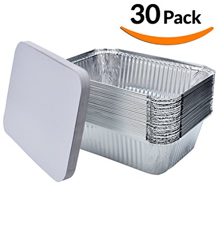 DOBI Takeout Pans - Disposable Aluminum Foil Take-out Containers with Lids, Casserole Size - (Pack of 30)
