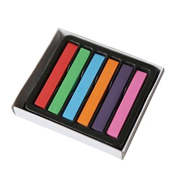 Magic Beauty Hair Chalk - Set of 6 Color Sticks of Temporary Nontoxic Hair Dye You Color on - No Messy Rinses or Creams - Washes Out Completely - For Halloween Theater Cosplay Going Out and More