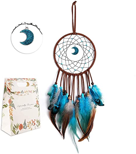 Lelongma Blue Moon Dream Catcher Home Wall Hanging Decor for Bedroom Dreamcatcher Authentic Native American Ornaments Dream Catchers Kit for Kids (Blue Moon)