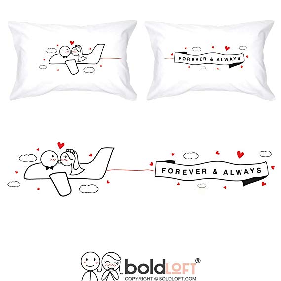 BoldLoft Forever and Always Couple Pillowcases for Bride and Groom-Just Married Gifts for Couple New Bride Gifts Married Couple Gifts Newlywed Gifts Honeymoon Gifts Mr Mrs His and Hers Wedding Gifts