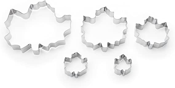 Fox Run Maple Leaf Cookie Cutters, 5 piece, Silver