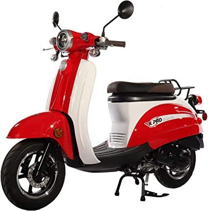 X-PRO Milan 50 50cc Moped Scooter Gas Moped Scooter 50cc Moped Street Scooter with 10" Wheels (Tested and Assembled, Red)