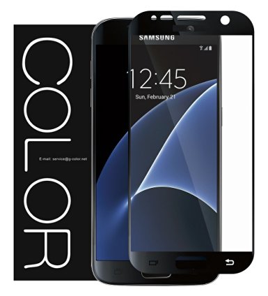 [Full Cover] S7 Screen Protector, G-Color® Tempered Glass Screen Protector[Full Coverage][0.2mm,2.5D] [Bubble-Free] [9H Hardness]for Samsung Galaxy S7 [Lifetime Warranty] (Black)
