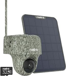 Reolink 4K 3G/4G LTE PTZ Wildkamera mit Bewegungsmelder Nachtsicht(No Glow), Solar Wildtierkamera, Überwachungskamera mit SIM-Kartenslot, Tieranerkennung, Schnappschuss, Go Ranger PT 6W Solarpanel