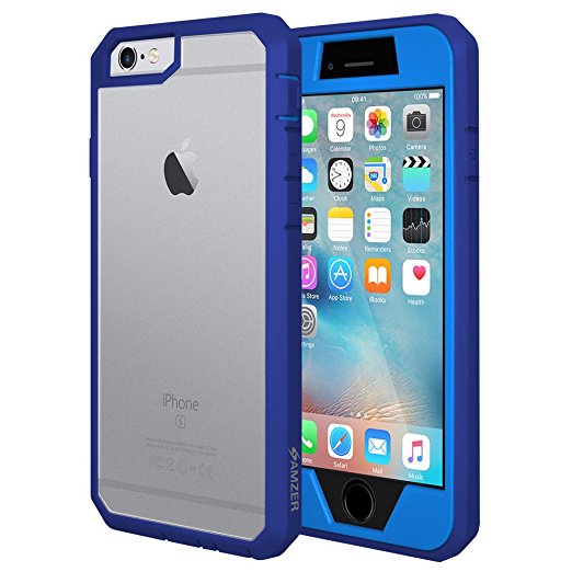 Amzer Full Body Hybrid Case with Built-In Screen Protector for iPhone 6/6s - Retail Packaging - Blue
