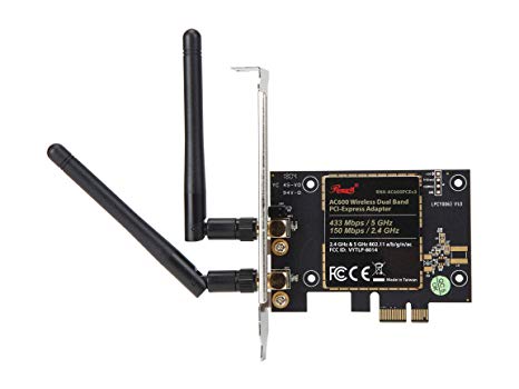 Rosewill AC600 WiFi Adapter/PCI-E Wireless Adapter/Network Card, Dual Band Wireless 11AC Wi-Fi Card/Adapter, Up to 433 Mbps (5.0 GHz)   150 Mbps (2.4 GHz) - RNX-AC600PCEv3