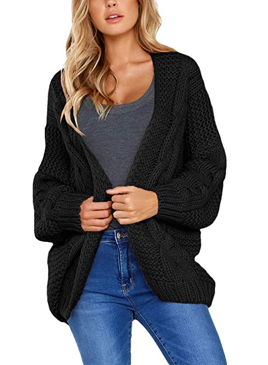 Dokotoo Womens Open Front Long Sleeve Chunky Knit Cardigan Sweater S-XXL