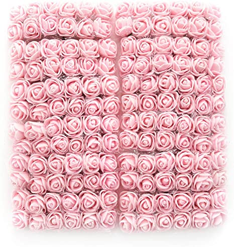 Mini Foam Rose Artificial Flowers Fake flower heads bulk wholesale for crafts For Home Wedding Car Decoration DIY Pompom Wreath Decorative Bridal Flower party Birthday Home Decor 144pcs 2cm light pink