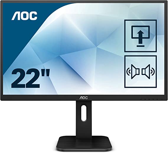 AOC P1D 21.5" LED Full HD (1920x1080) Height adjustable monitor with built in speakers (VGA, DVI, HDMI) - Black, 22P1D