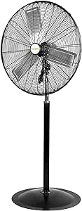 24" High Velocity Pedestal Oscillating Fan, 6450 CFM 3-Speed Heavy Duty Industrial Standing Fan, Metal Shop Fan with Aluminum Blades and Adjustable Height for Warehouse and Garage