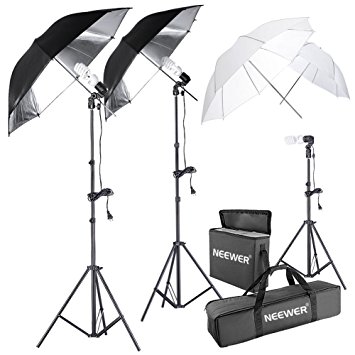 Neewer® 600W Photography Photo Portrait Studio Umbrella Triple Continuous Lighting Kit-2 x White Umbrella Lighting, 1 x Table Top Mini Lighting Kit