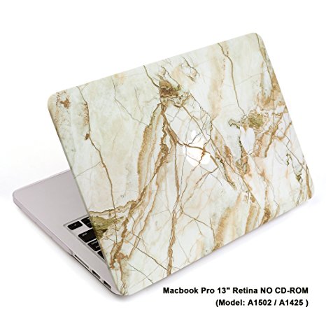 Cosmos Rubberized Plastic Hard Shell Cover Case for MacBook Pro 13" with Retina Display (Model No.A1502 / A1425), Light Brown Marble Pattern