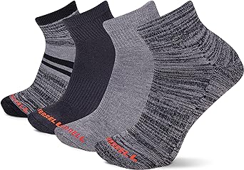 Merrell Men's and Women's Cushioned Midweight Ankle Socks-4 Pair Pack-Moisture Management and Anti-Odor