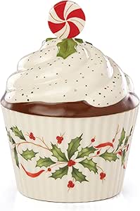 Lenox Hosting The Holidays Cupcake Candy Dish, 1.10 LB, Red & Green