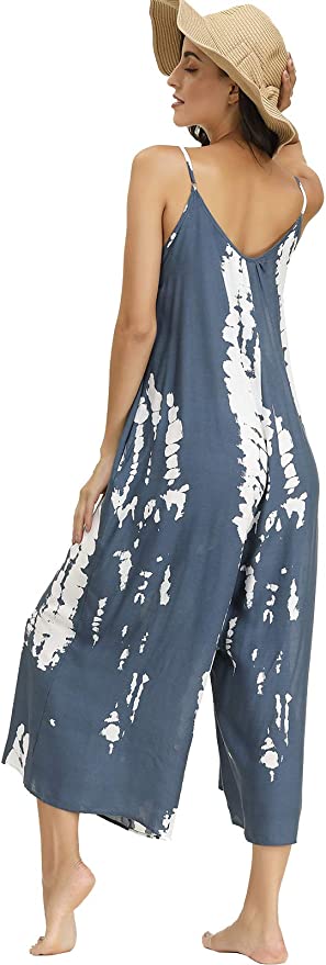 BUENOS NINOS Women's V Neck Floral Maxi Dress Boho Printed Adjustable Spaghetti Strap Ethnic Beach Long Dress with Pockets