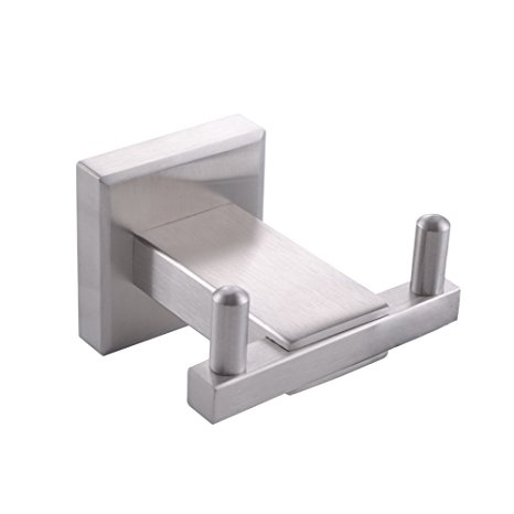 KES A2461-2 Bathroom Double Coat and Robe Hook Wall Mount, Brushed SUS304 Stainless Steel