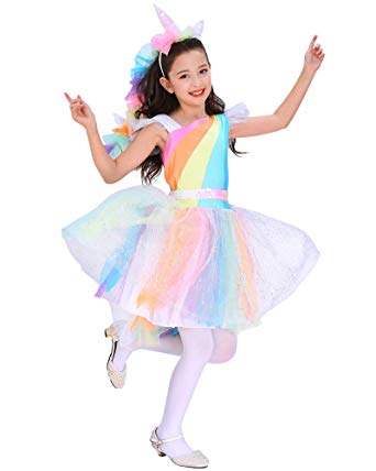 Seasons Direct Halloween Girls Rainbow Unicorn Costume